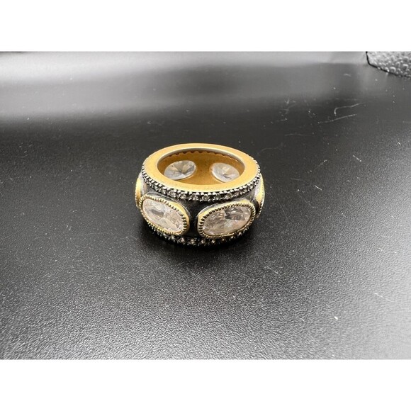 WIDE Band Ring with Crystal Insets - Picture 6 of 8